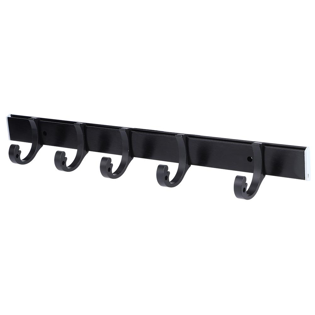 Household Bathroom Toilet Wall Mounted Space Aluminum Towel Hook Hanging Hooks Rack Black