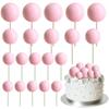 20pcs Colorful Balls Cake Topper for Wedding Birthday Party Cake DIY Decoration Mini Balloons Cupcake Insert Sticks Baby Shower