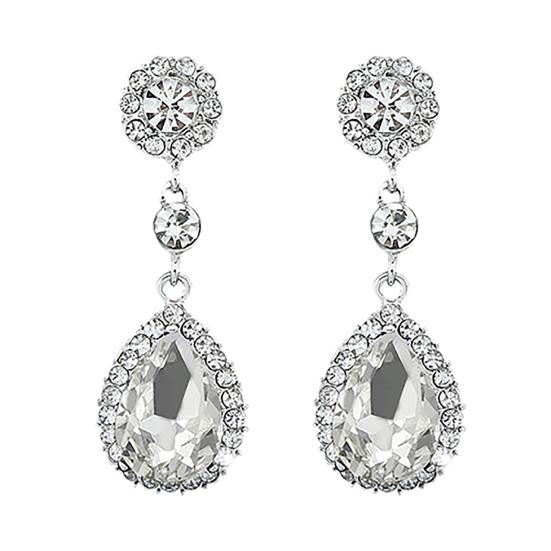 Women Luxury Water Drop Chandelier Earrings Rhinestone Ear Drops Jewelry for Daily Life