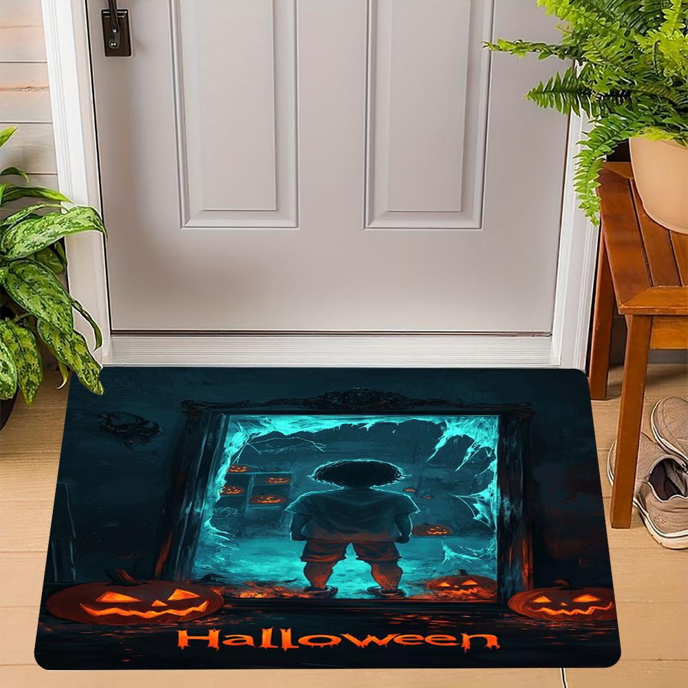 Halloween Carpet Mat Rug Horror Pumpkin Scarecrow Bat Castle Cemetery Home Decoration Indoor Door Mat Festive Party Supplies