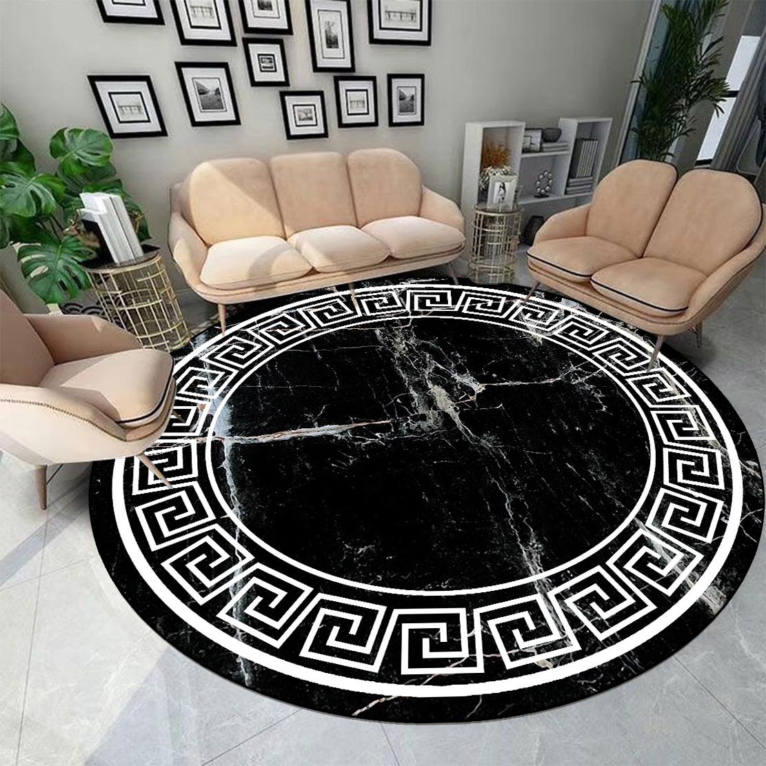 Modern Licht Luxe Rond Woonkamer Tapijt Decoratie Huis Wasbaar Tapijt voor Kamers Groot Oppervlak Lounge Antislip Vloermat 60cm 23.62 in