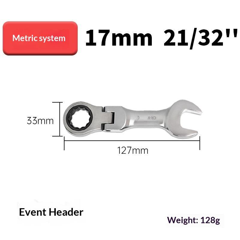 Short Handle Ratchet Wrench Cr V Steel Metric Flexible Open Ring Spanner Labor Saving Hand Tool For Auto Mechanical Repair