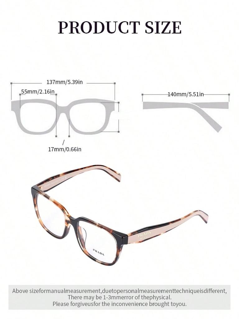 Prada VPR17Z Tortoise Square Eyeglasses, Luxury Designer Optical Frames