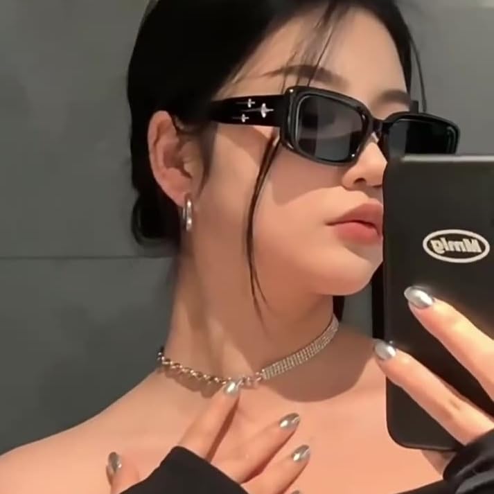 Korean UV Square Fashion Small Meteor Design [88flix] Sunglasses, Protection, Frame, Vintage, Glasses, Face,