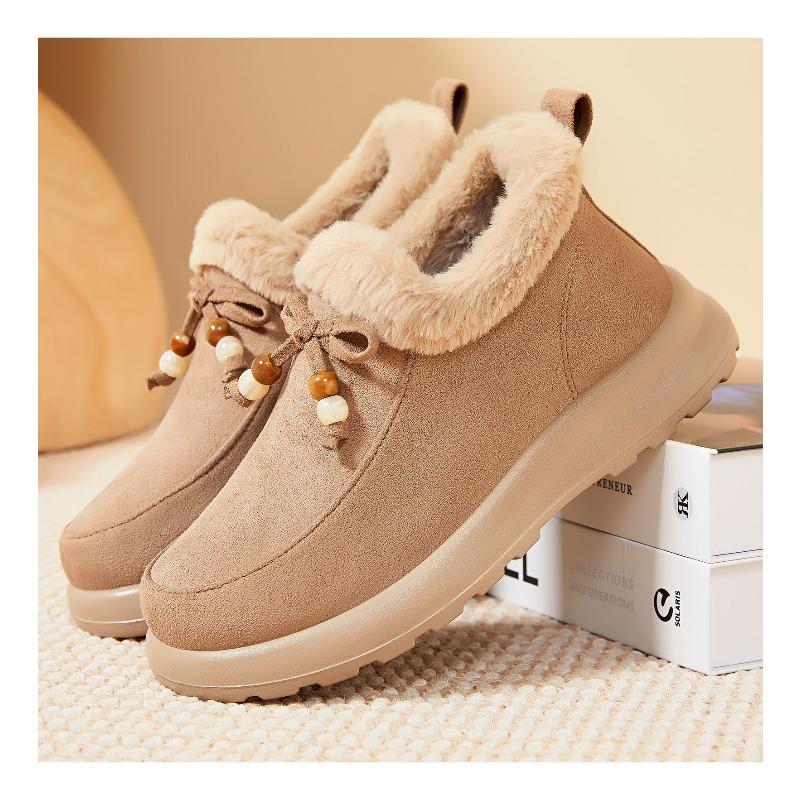 Cotton Shoes, Women's Fleece Thickened Boots, Bow Women's Boots, Cold-proof and Warm, Snow Boots, Fashionable and Versatile Booties