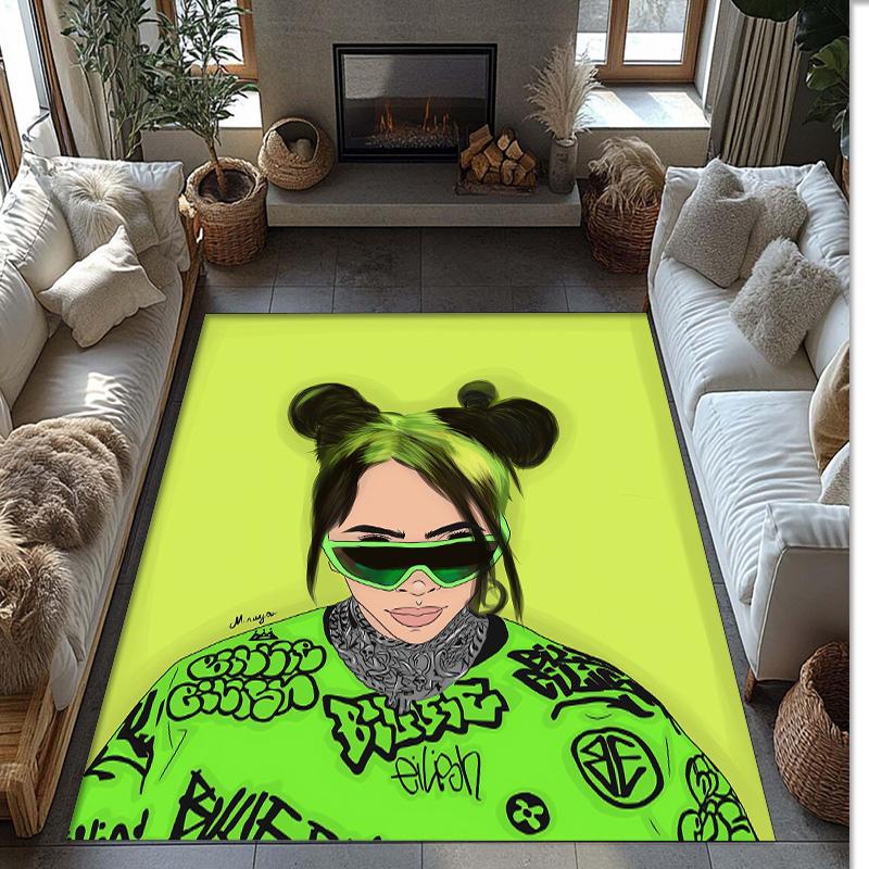 Soft Crystal Velvet Floor Rug,Billie Eilish Anti Slip Decorative Carpet, Plush Area Mat For Indoor Home Decoration