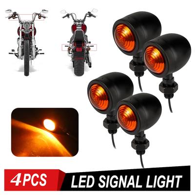 4PCS Retro Motorcycle Signal Lamp 12v LED Brake Light Moto Lighting Indicators Bullet Chrome Amber Moto Front Lamp Tail Light