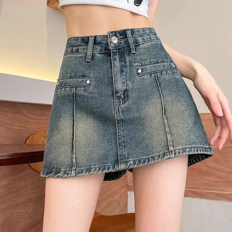Damskie Letnie Jeansowe Szorty z Wysokim Stanem Seksowne Rozkloszowane Elastyczne Wygodne Modne Trendy