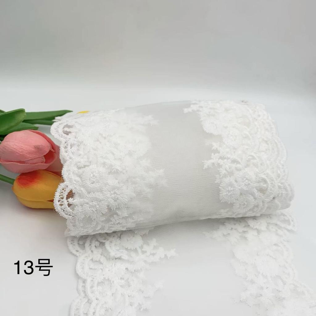 Off White Embroidery Flower Trimmings for Clothing, DIY Sewing Lace Fabrics, Wedding Dresses, Sewing Accessories, 5Yards