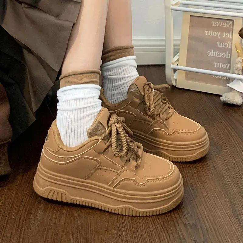 Fashion New Arrival 2025 Lace Up High on Platform Woman Footwear Designer Luxury Light Daily Routine Fashion 39 Casual Shoes for Women
