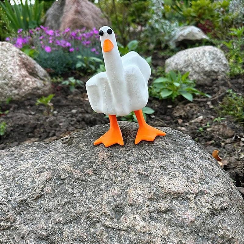 Duck Middle Finger Ornaments Home Courtyard Design Outdoor Resin Handicrafts Parody