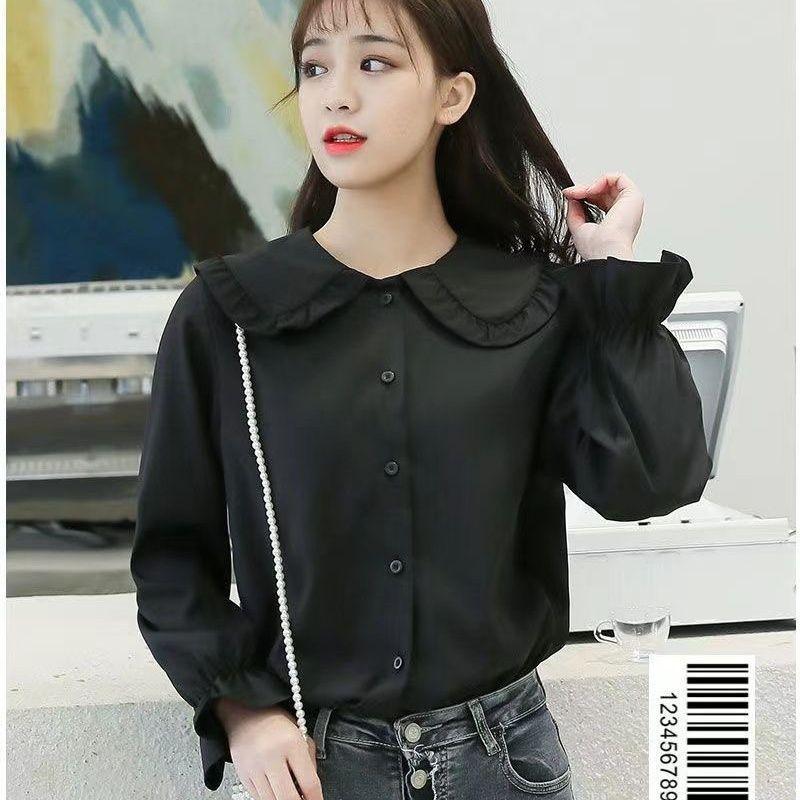 Qiuqiu New Style Fashionable White Chiffon Women's Long-sleeved Doll Collar Shirt