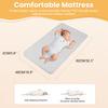 Culla da comodino multifunzione 3 in 1 con cesto portaoggetti, Culla per neonati regolabile in altezza su 6 livelli con zanzariera, Convertibile portatile per neonati