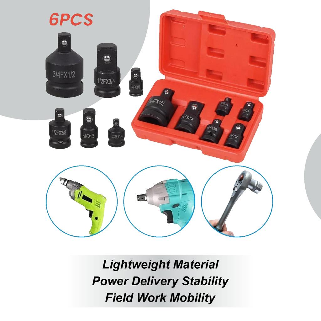 Socket Adapter Driver and Wrench Conversion Kit Set of 6 Multifunctional Socket Adapter Kit for Automotive Carpentry