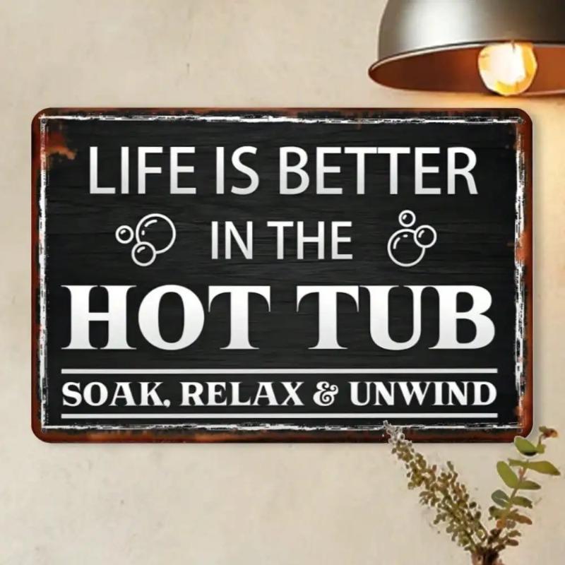 Vintage Humorous Hot Tub Metal Art Plaque Home Decor Spa Relaxation Gift