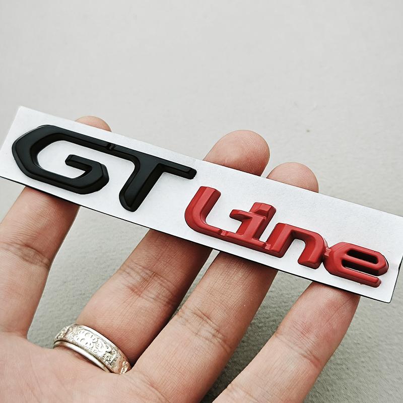 Emblème Logo GT Line Métal Noir Rouge 3D Badge Coffre Voiture Pour Peugeot 208 2008 205 508 5008 207 408 308 3008 GT Autocollant Accessoires
