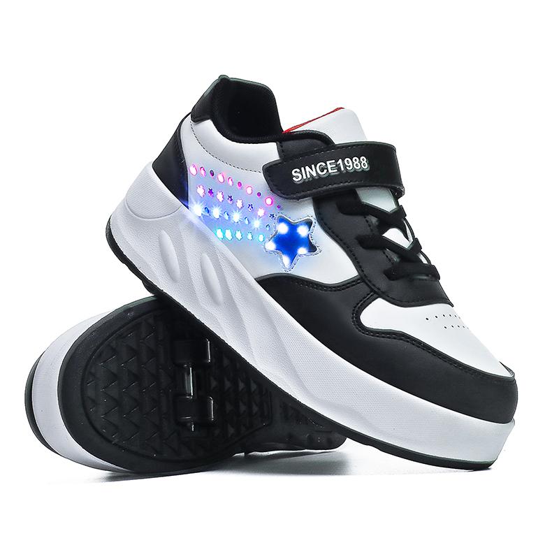 Children Outdoor Wheel Shoes Multifunctional Sports Shoes Zapatos De Niña Fashion 4-wheel Roller Skates Sneakers for Students