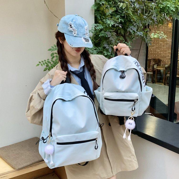 Schoolbag Korean version girl light solid color simple small schoolbag women large capacity junior high school high school students computer backpack