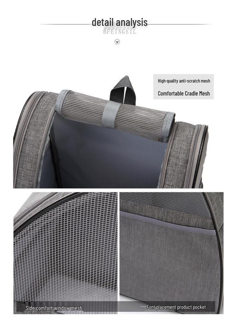 Foldable Pet Backpack: Breathable Panoramic Double Shoulder Bag for Cats and Dogs