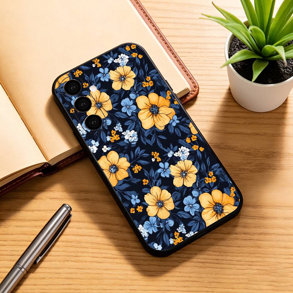 F-flowers Phone Case For Samsung Galaxy A73,A72,A71,A70,A53,A52,A51,Others Soft Black Cover
