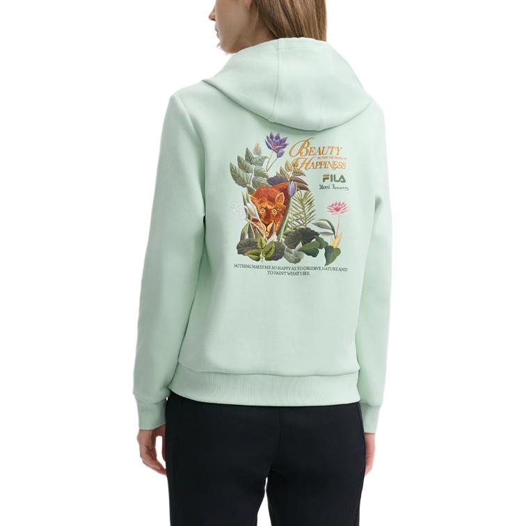 Fila X Rousseau Heritage Series Casual Comfortable Knit Long Sleeve Sweatshirt Women Sweatshirt Green F11W448213F-LG