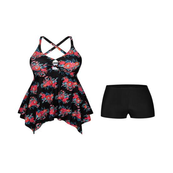 

2 шт./комплект женский танкини комплект V-образный завязкой замочная скважина деталь мягкий бюстгальтер высокий XL красный