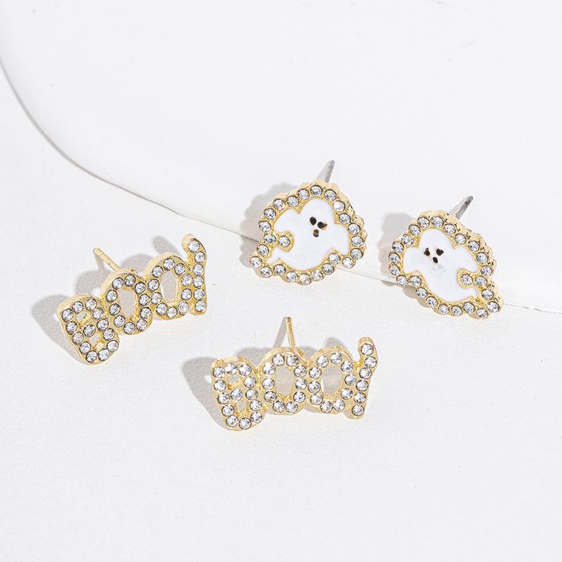 Halloween Drip Earrings Ornament Monster Diamond Pumpkin Stud Earrings Witch Mask Earrings