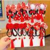 Chinese Style Children New Year Hairpin Hanfu Headdress Red Bow Hair Clip New Year Barrettes  Kids