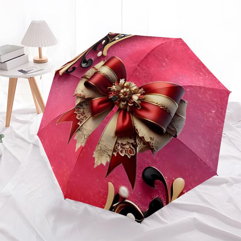 1pc Bow, Decorative Automatic Opening/Closing Folding Umbrella with 8 Ribs,Portable Sunshade Umbrella Birthday and Holiday Gifts Yy251231124