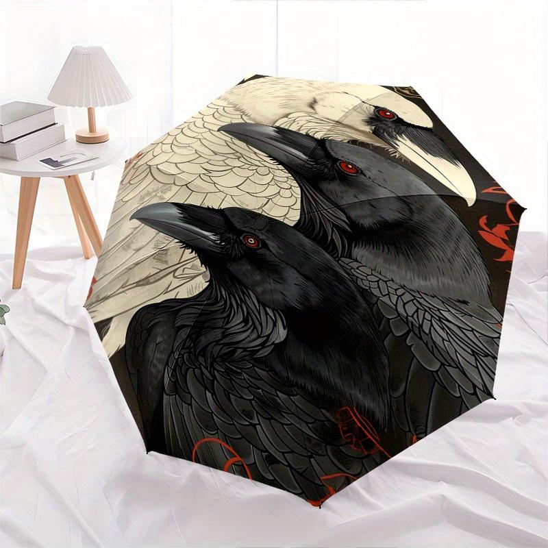 Crows, Gothic Theme Automatic Open/Close Umbrella, Portable 3 Fold Compact Umbrella for Men & Women, Valentine's Day Mother's Day Gift0725060