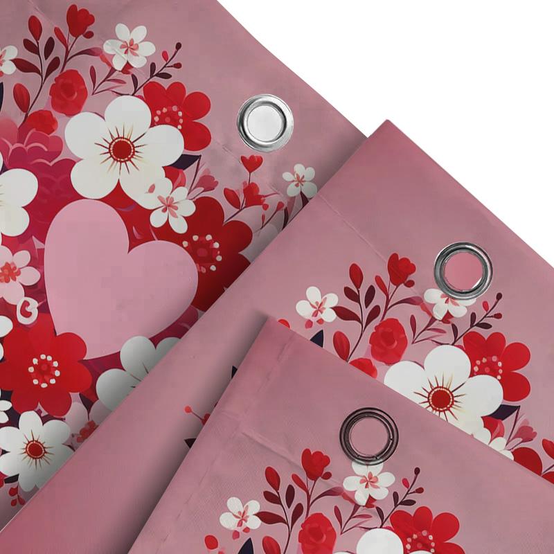 Floral Heart Shower Curtain - Romantic Bathroom Decor