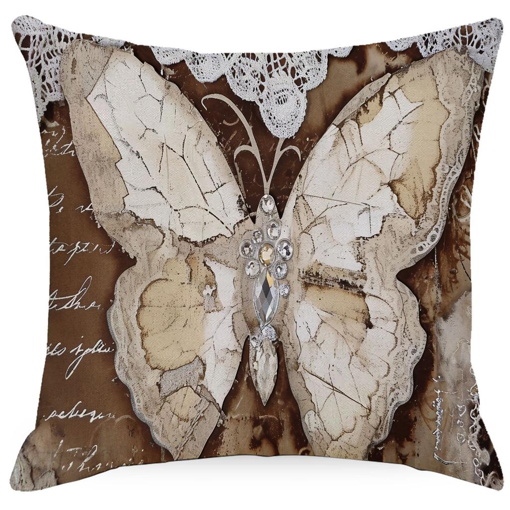 Federa Cuscino Stampa Farfalla Pizzo Retro Nordico Copricuscino Divano Casa Qualità Premium Durevole Utile