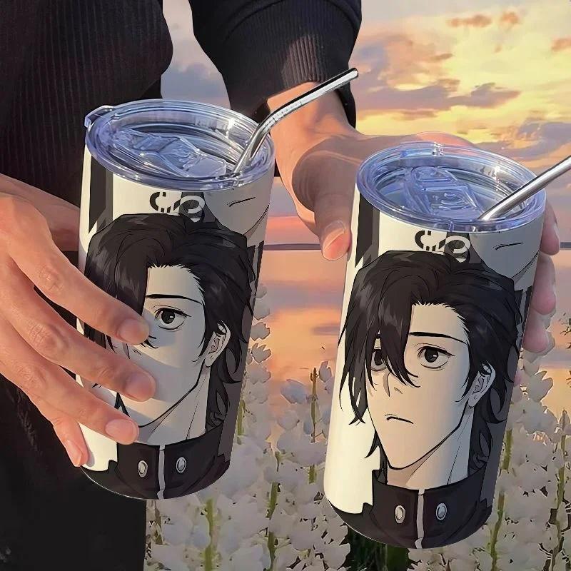 Jujutsu Kaisen Yuji Hrneček 500 ml Satoru Gojo Nerezová Ocel Cestovní Termohrnek Izolované Brčko Hrneček na Kávu Dárek Pro Děti