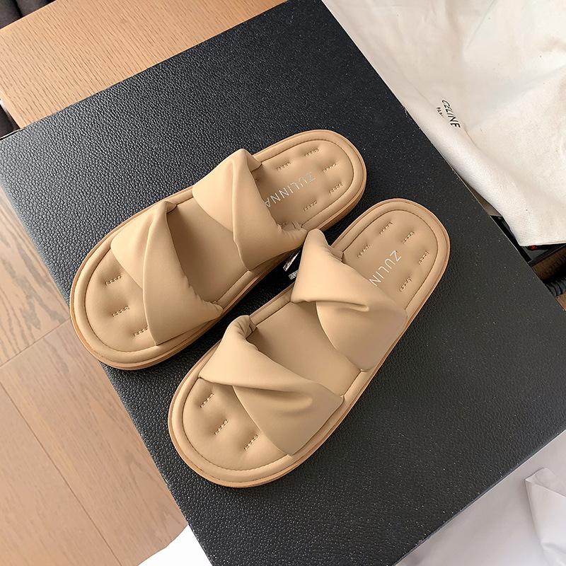 Thick-soled slippers women's summer summer new bow with sandals soft-soled casual cool slippers