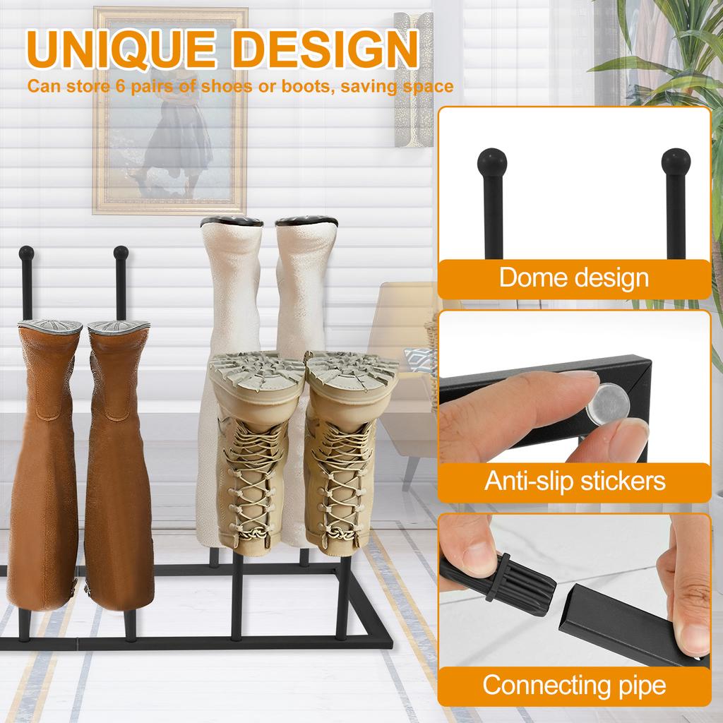 Free Standing Boot Rack Organizer Metal Boot Storage Rack Removable Tall Boot Storage Rack Multifunctional Boot Holder Home