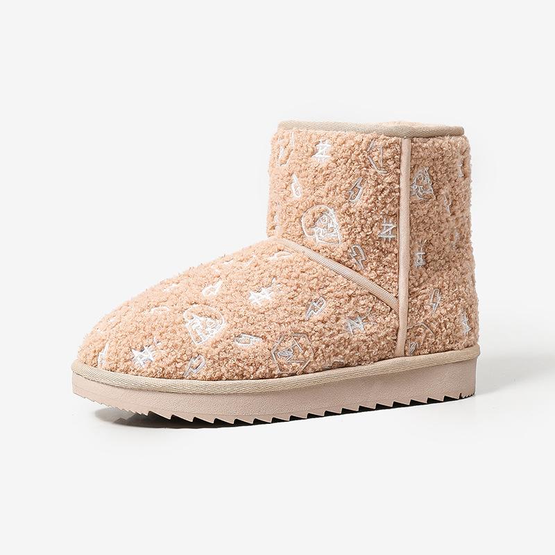 

[] New snow boots women s short boots cotton shoes warm embroidery non-slip thickened women s shoes fashion 40