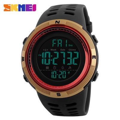 SKMEI Herren-Sportuhren, Countdown-Doppelzeituhr, Alarm, Chronograph, digitale Armbanduhren, 50 m
