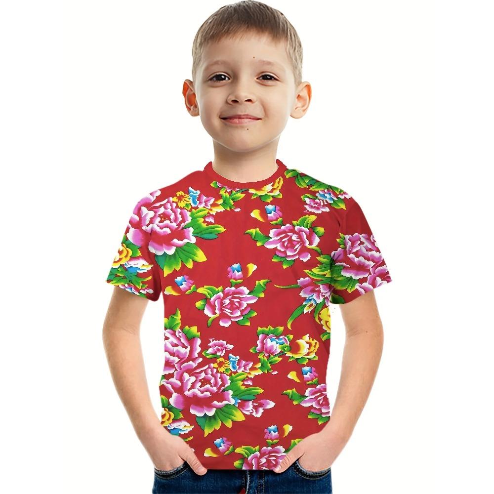 Children's Short Sleeve T-Shirts Creative Funny 3D Print Kids Summer Casual Comfortable Soft Breathable Round Neck Boys Girls T-Shirts