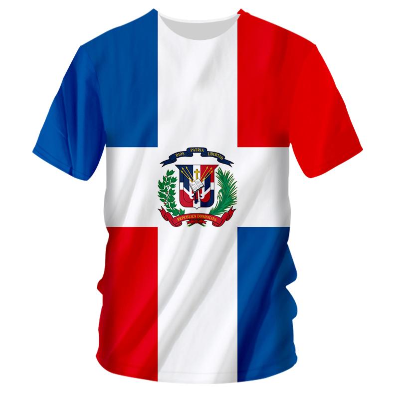 

Dominican Republic T-shirt Men Women 3D Printing National Flag And Emblem Crew Neck 5XL