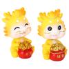 2pcs Zodiac Dragon Ornaments Resin Chinese New Year Dragon Figurines Hand Painting Shaking Dragon St