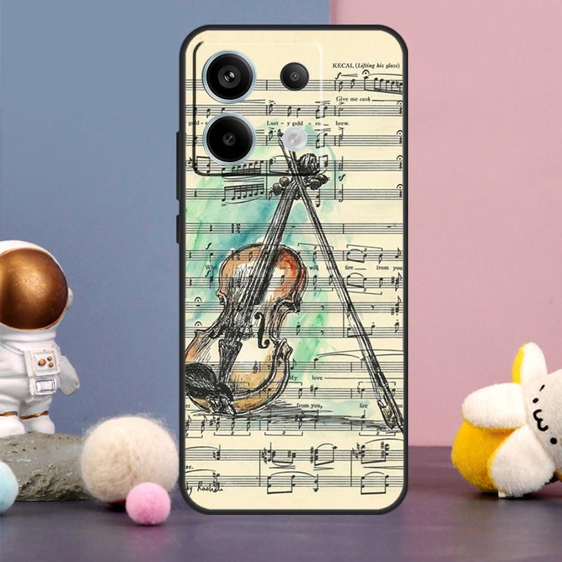 

Violin Piano Case For Xiaomi Redmi 13C 12 12C 9C 10C Redmi Note 11 12 13 Pro 9 10 10S 11S 12S Back Cover Redmi Note 10S