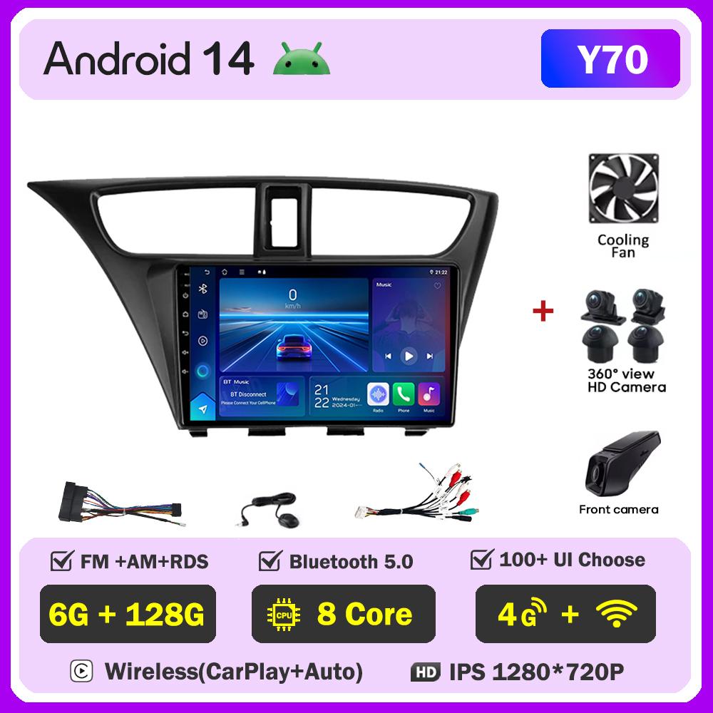 For Honda Civic 9 FK FB 2012 - 2017 Car Radio Player Car Carplay Screen Autoradio Mirr 4G or Link Car Intelligent Systems 8 Core