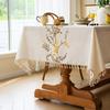 Rectangle Embroidered Tassel Tablecloth American Waterproof Floral Dining Table Cloth Home Decor Tea Table Dustproof Table Towel