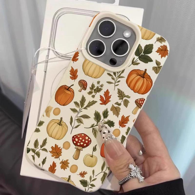 Autumn Themed Pumpkin Pattern Phone Case For iPhoen 17 16 15 14 13 12 11 Pro Plus Max 17 Air X XS XR Soft Shockproof Back Cover