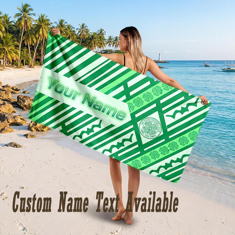 Celtic FC Design Beach Towel Custom Text Large Towel for Beach Vacation