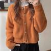 European 100% Pure Wool Knitted Cardigan: Women's Round Neck, Autumn/Winter, High-End Loose Fit Sweater Coat
