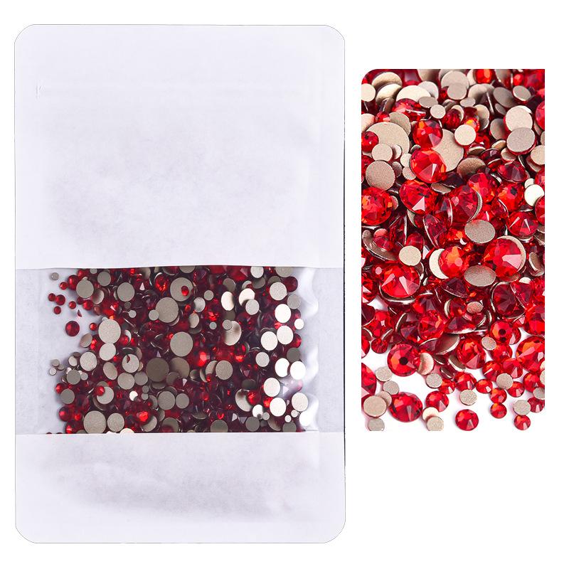 Mixed Size Manicure Gold Bottom Flat Bottom Drill, Glass Eight Large And Eight Small Nail Drill, Jewelry Mixed Size Super Flash Rhinestone