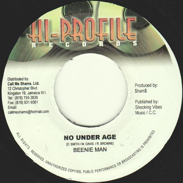 7inch Record BEENIE MAN - No Under Age NONE Hi-Profile Reco 2003 Jamaica Reggae, Ska & Dub Used