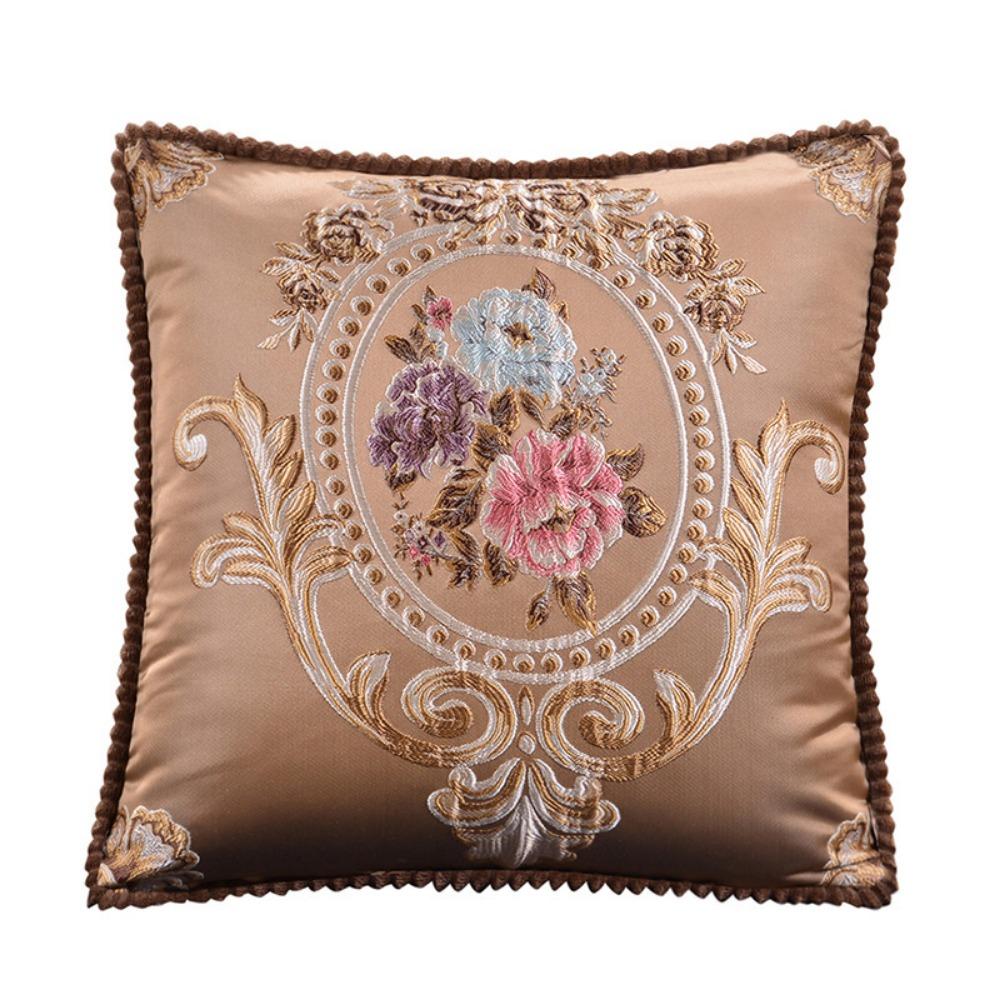 Retro Decorative Jacquard Pillow Case Europe Style Throw Pillow Case Cushion Cover Sofa Decor Style B Coffee