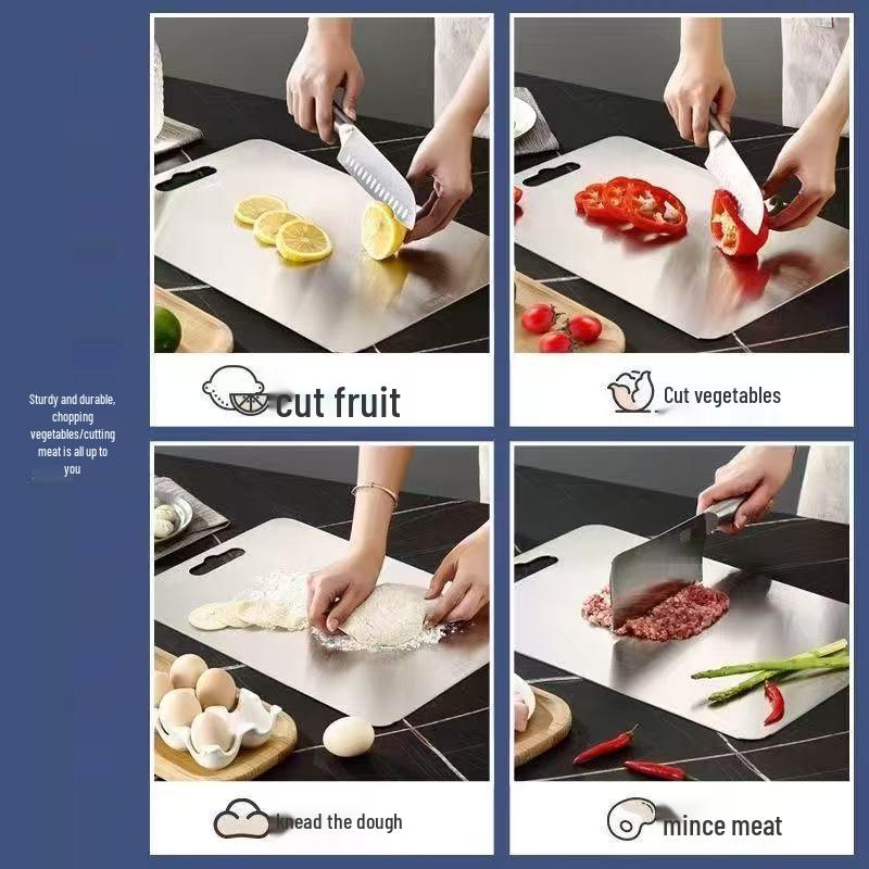 Double-Sided Stainless Steel Anti-Mold Cutting Board for Kitchen and Fruit Chopping.